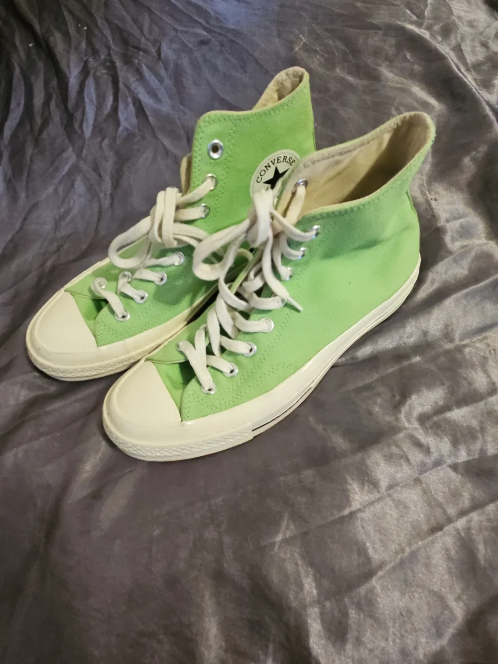 Converse high-top sneakers in mint green and white